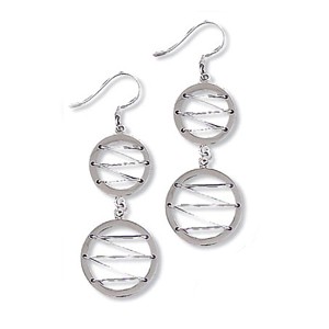 Sterling Silver Zig-Zag Laced up Circle Dangles